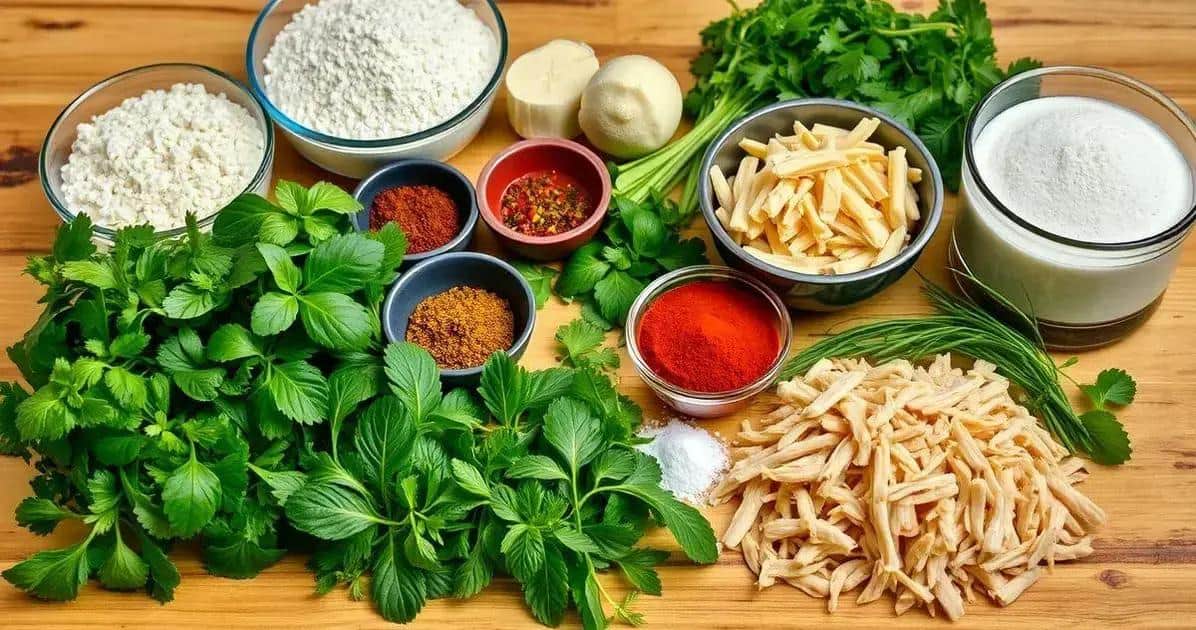 Ingredientes para Tapioca com Frango Desfiado