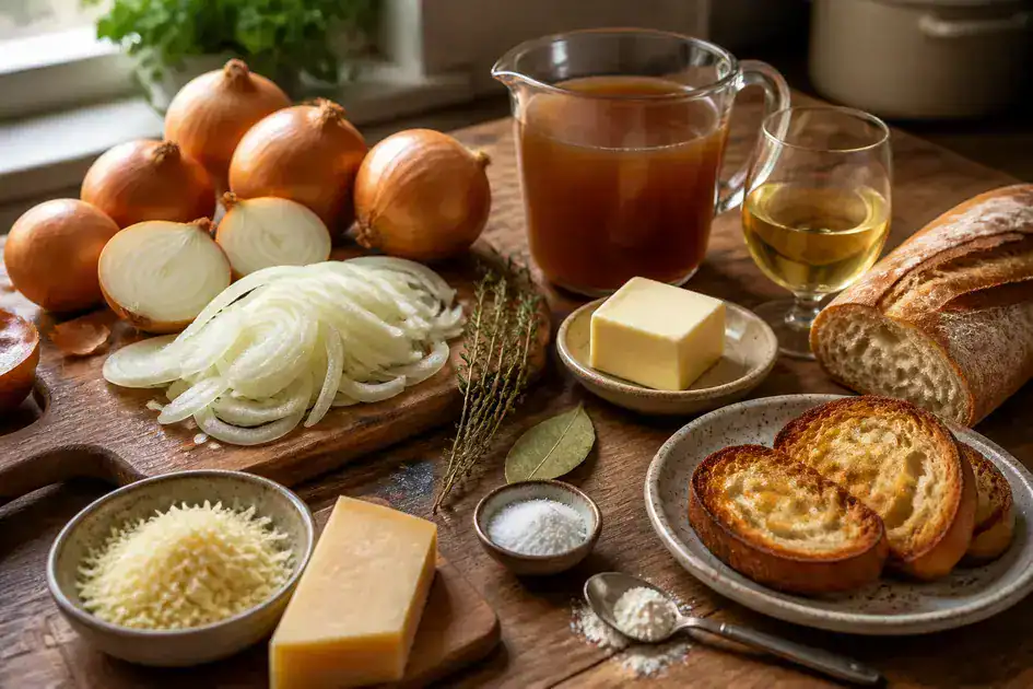 Ingredients of onion soup