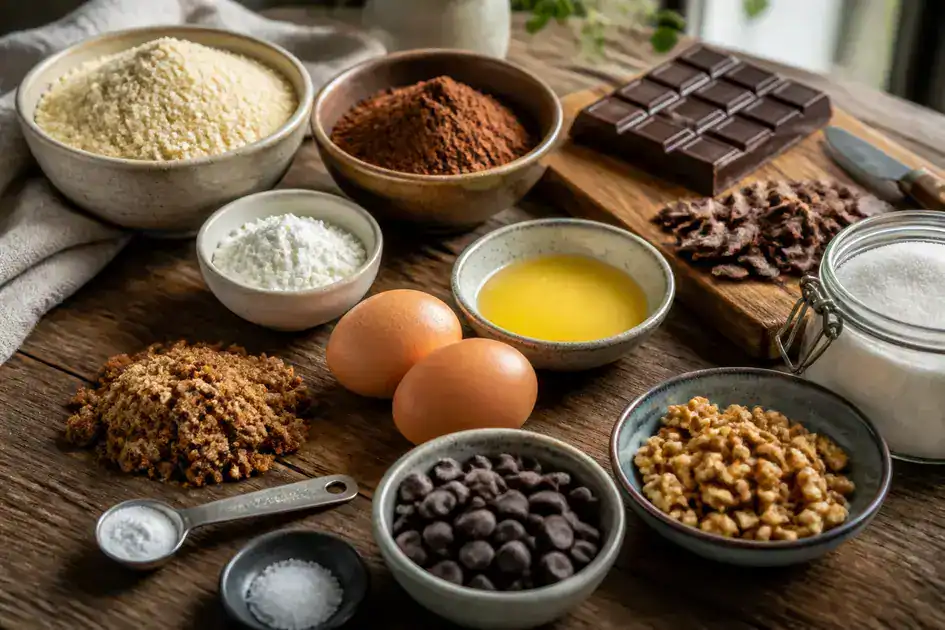 Ingredients of recipe gluten-free brownies