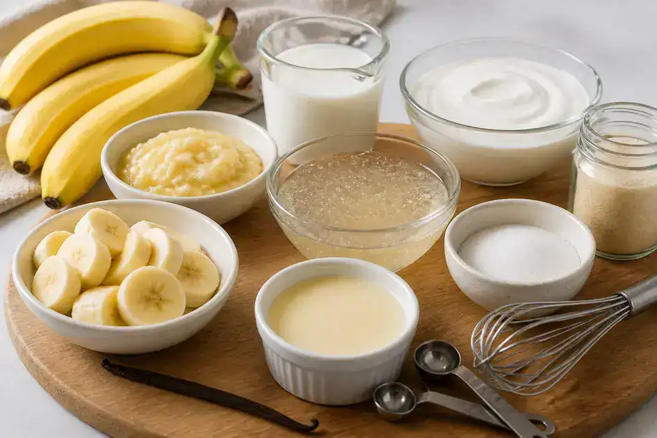 Ingredients of sliceable banana mousse