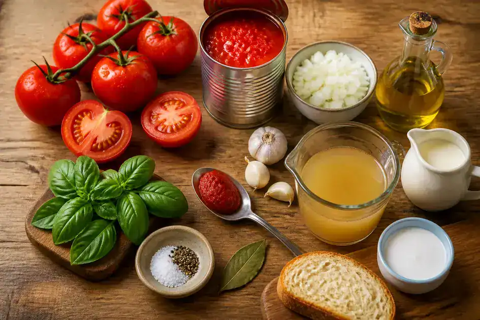 Ingredients of tomato soup