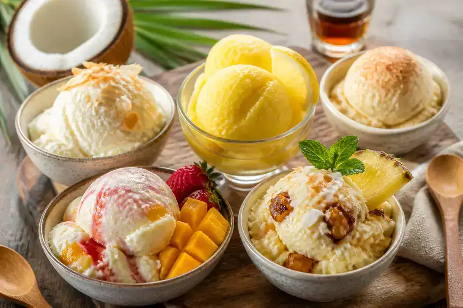 Variations of natural pineapple ice cream