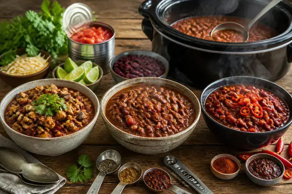 Variations: vegetarian, slow-cooker, and extra-spicy options