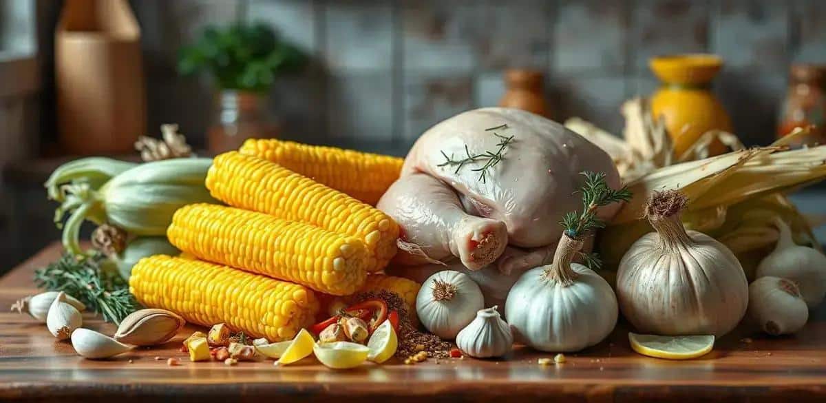 Ingredientes da Sopa de Milho com Frango