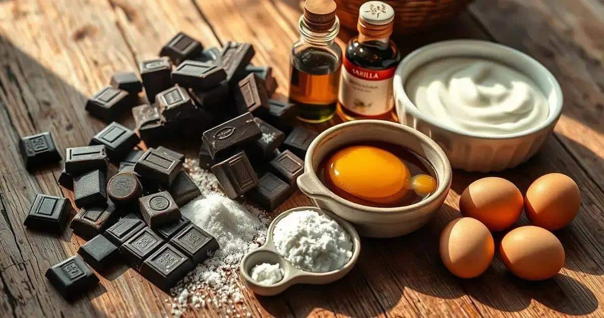 Ingredientes da Mousse de Chocolate Romântico