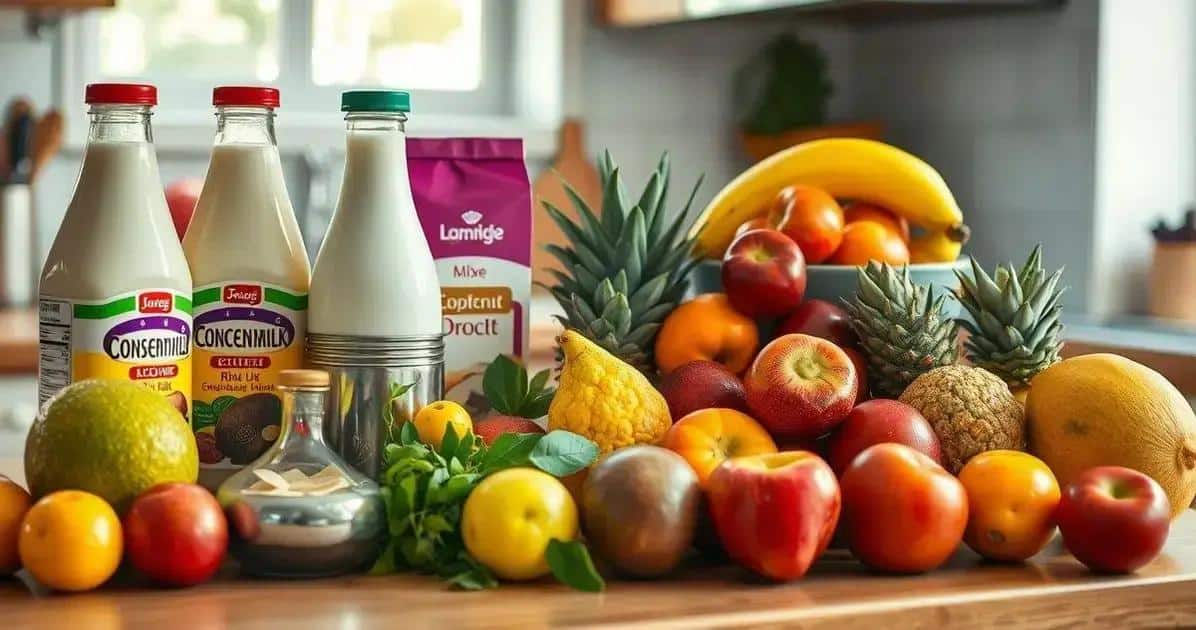 Ingredientes para o sorvete caseiro prático