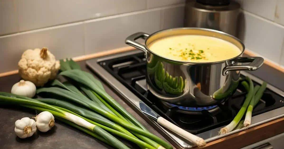 Método de Preparação do Creme De Couve Flor E Alho Poró