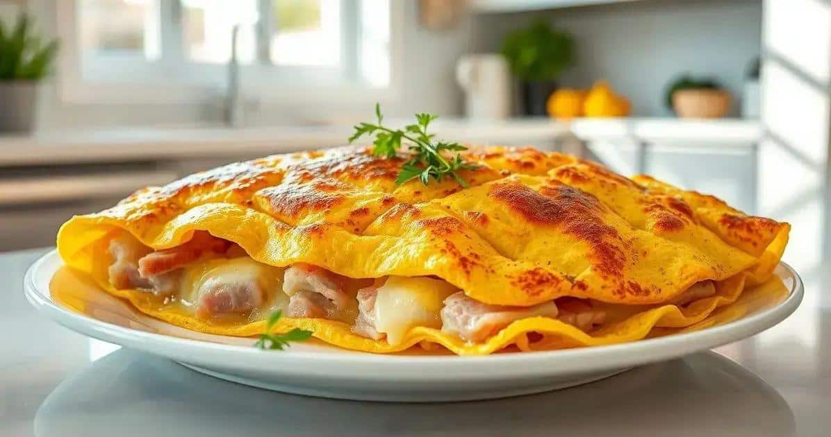 Omelete de Forno Prático com Queijo e Presunto