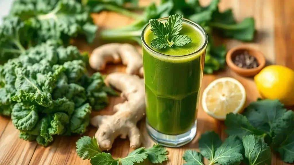 Benefícios do suco detox de couve e gengibre para a saúde Benefícios do suco detox de couve e gengibre para a saúde
