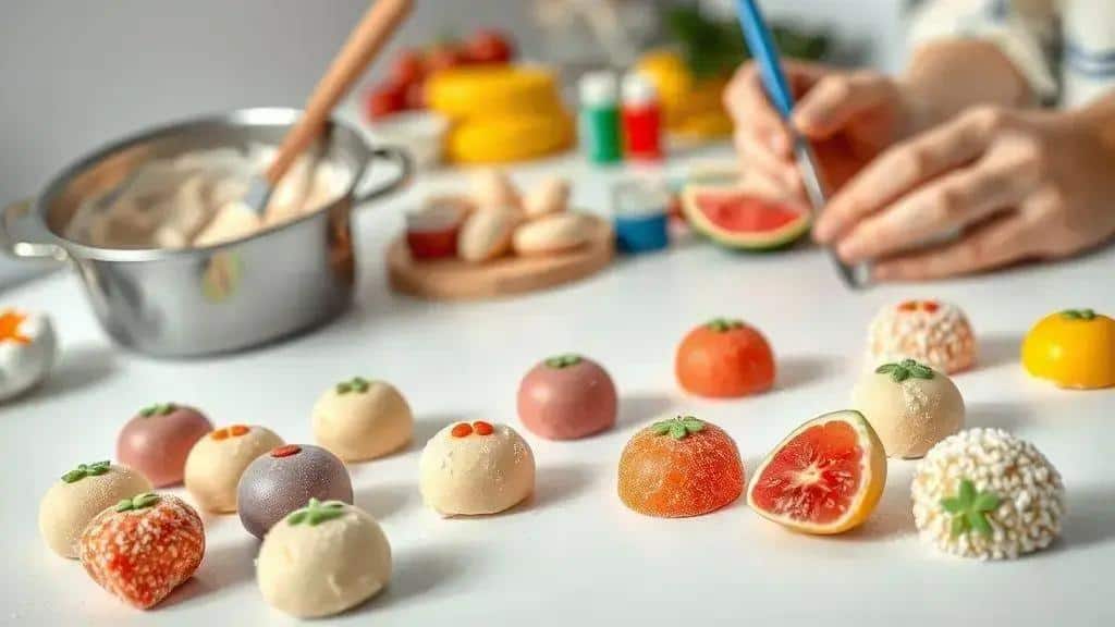Como preparar docinhos de leite ninho em formato de fruta