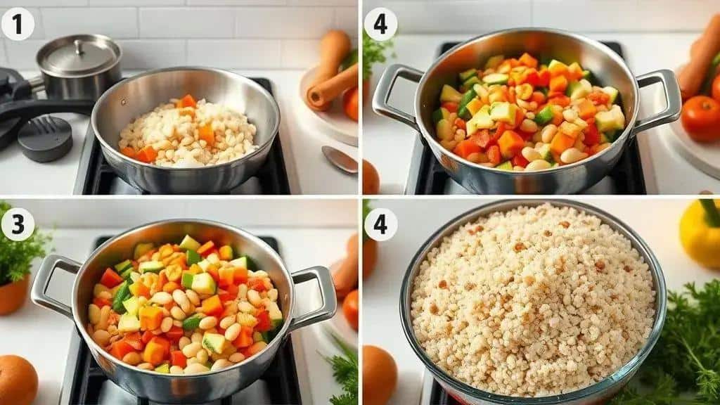 Como preparar feijão branco com legumes e quinoa passo a passo