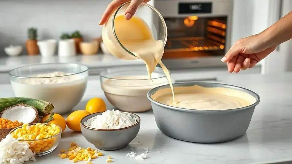 Como preparar o bolo de milho com coco passo a passo