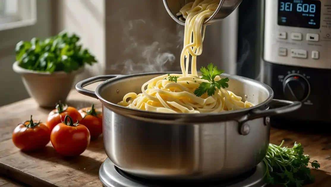 Como preparar o macarrão de panela de pressão cremoso passo a passo