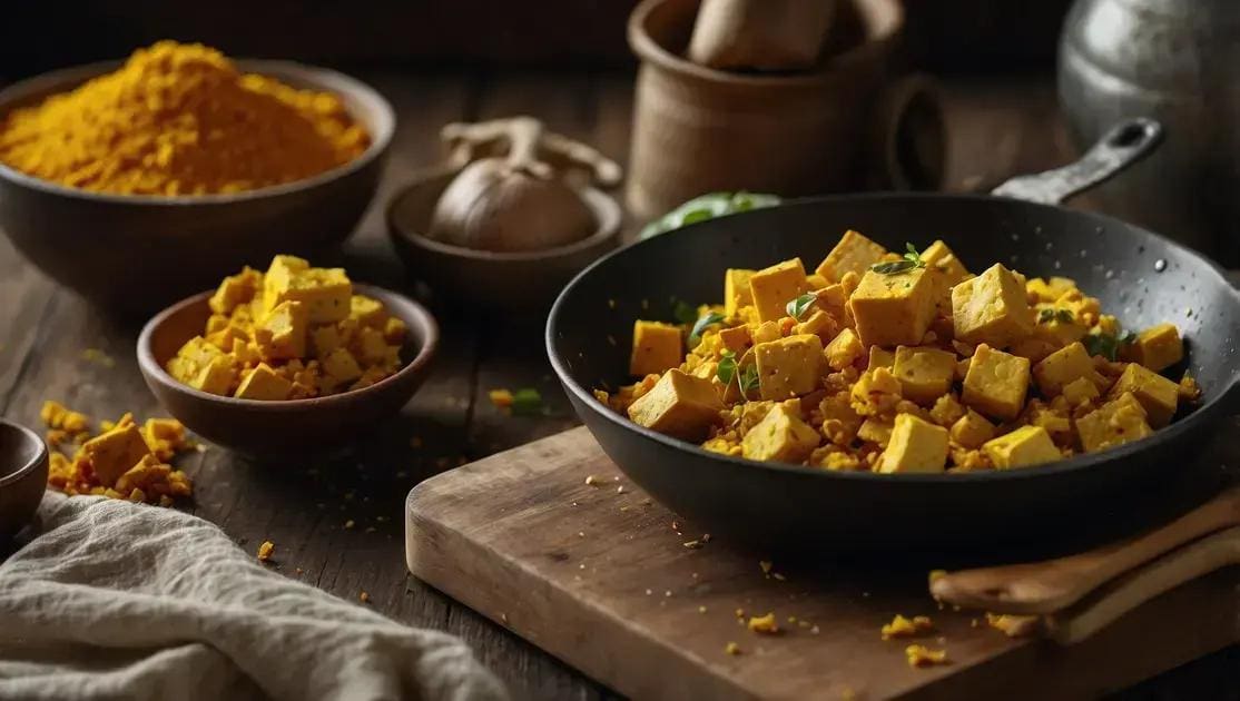 Como preparar tofu mexido com cúrcuma passo a passo