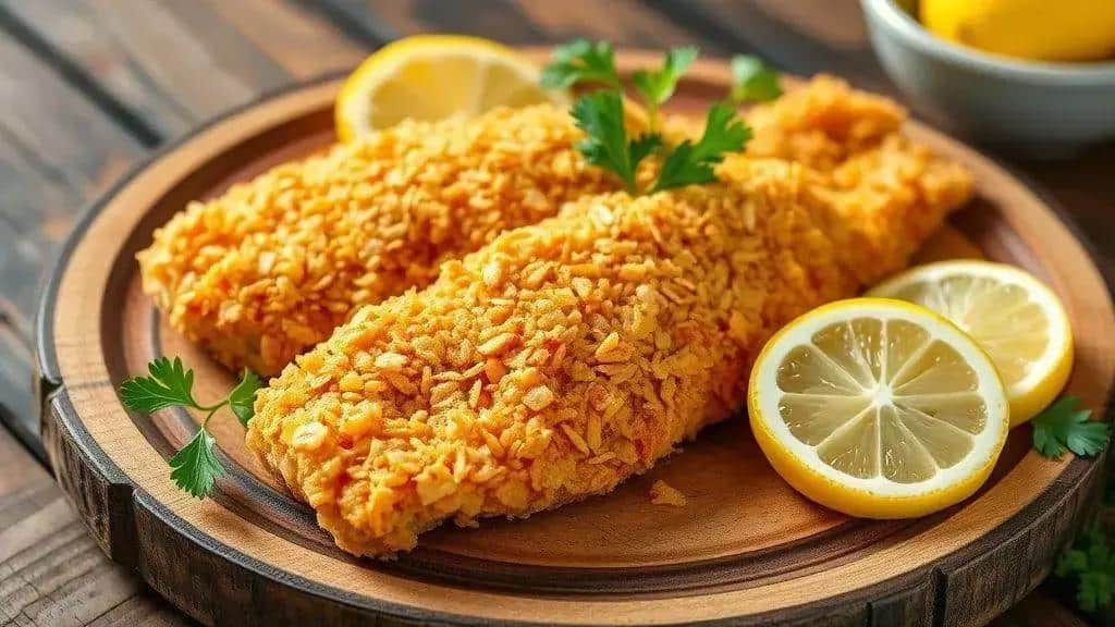 Filé de Peixe Empanado com Flocos de Milho