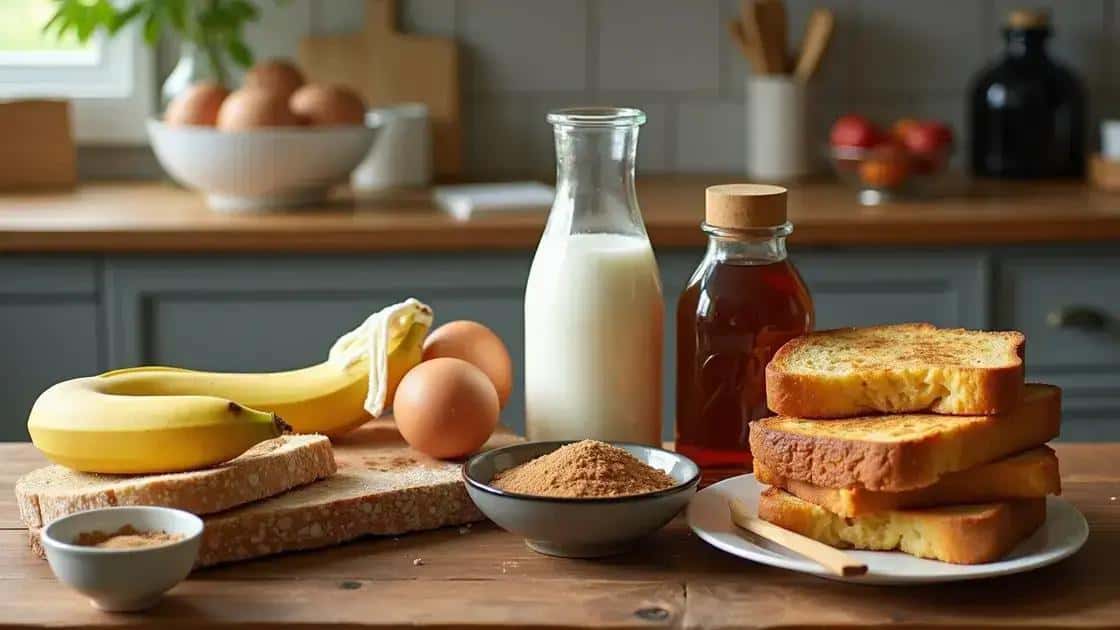 Ingredientes da french toast com banana e canela