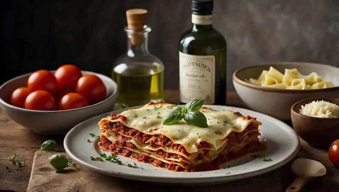Ingredientes da lasanha à bolonhesa clássica