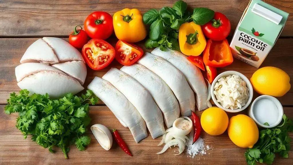 Ingredientes da moqueca de peixe baiana