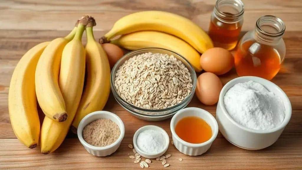 Ingredientes da panqueca de banana com aveia
