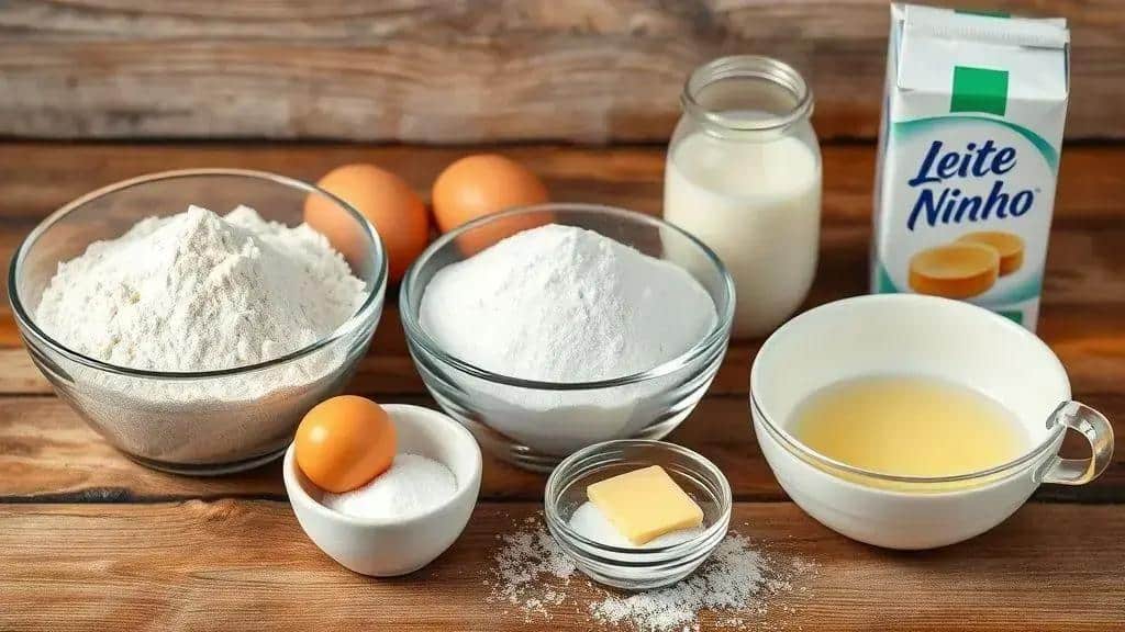 Ingredientes da panqueca de leite ninho