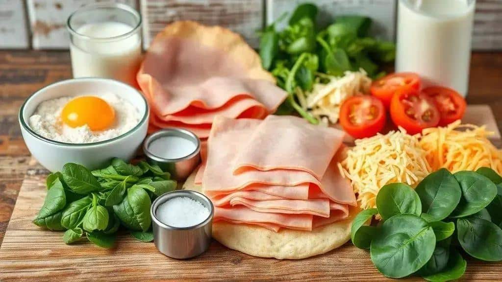 Ingredientes da panqueca salgada de micro-ondas