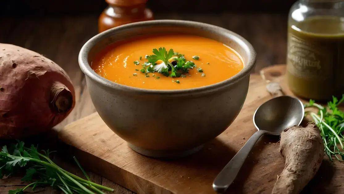 Ingredientes da sopa de batata doce cremosa