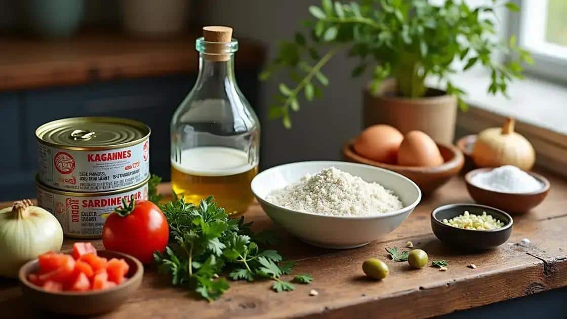 Ingredientes da torta salgada de sardinha