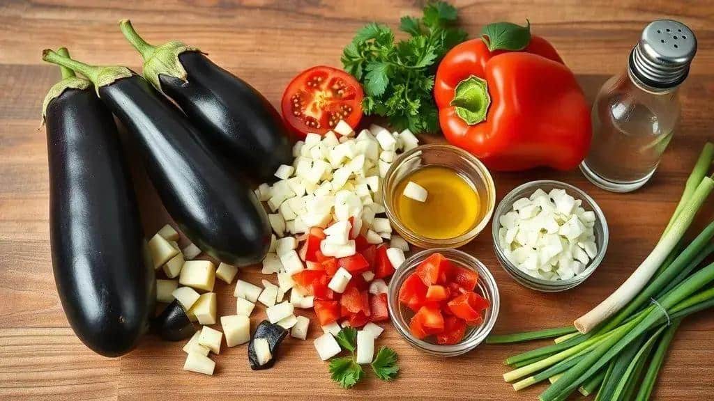 Ingredientes do antepasto de berinjela