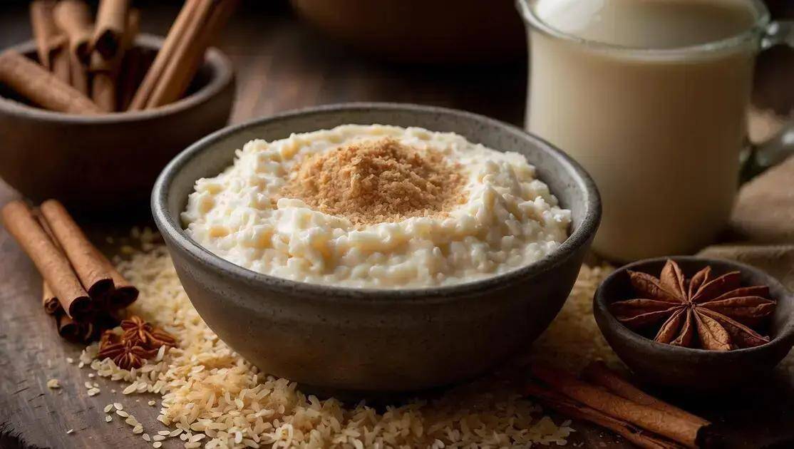 Ingredientes do arroz doce cremoso