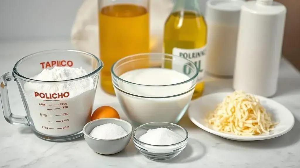 Ingredientes do biscoito de polvilho caseiro Ingredientes do biscoito de polvilho caseiro