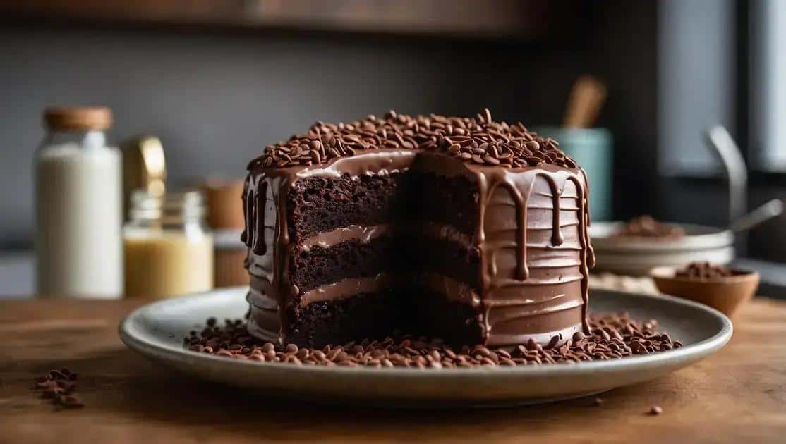 Ingredientes do bolo de aniversário recheado com brigadeiro