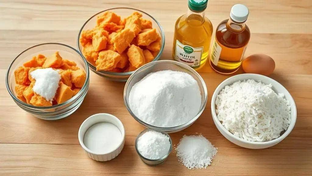 Ingredientes do bolo de batata doce com coco Ingredientes do bolo de batata doce com coco