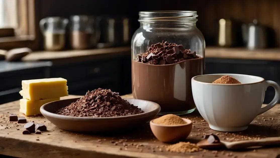 Ingredientes do bolo de pote de chocolate