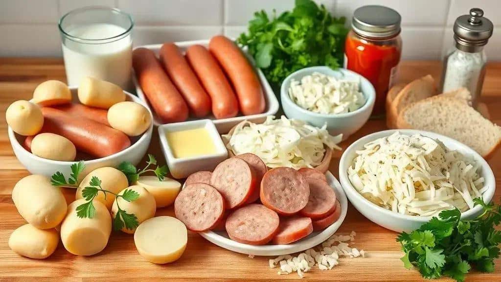 Ingredientes do cachorro quente de forno com purê