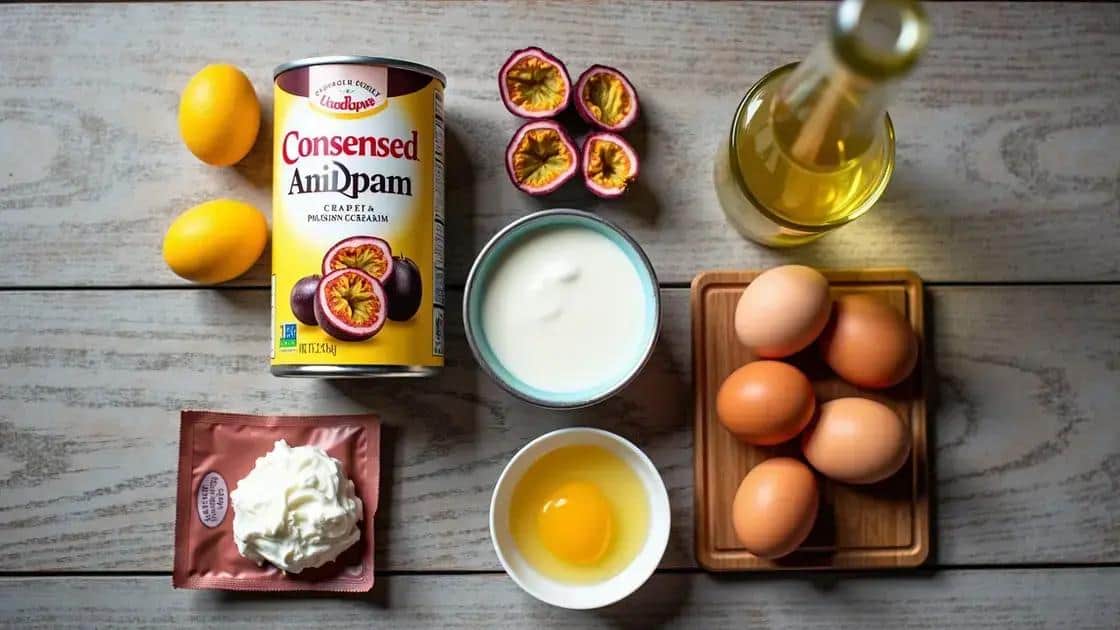 Ingredientes do mousse de maracujá