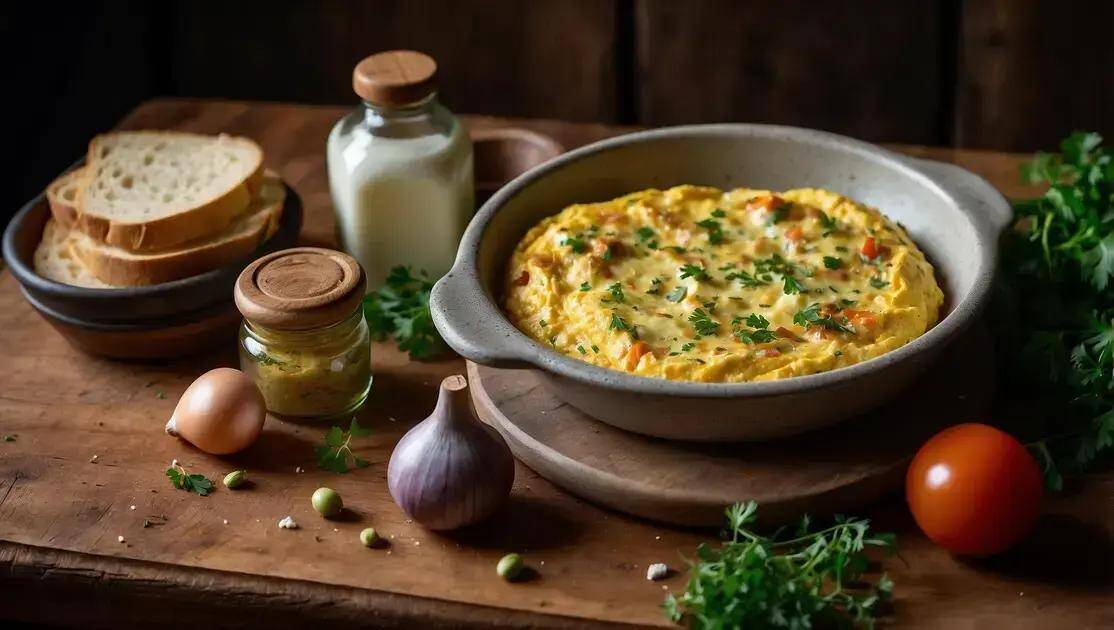 Ingredientes do omelete de forno com queijo cottage