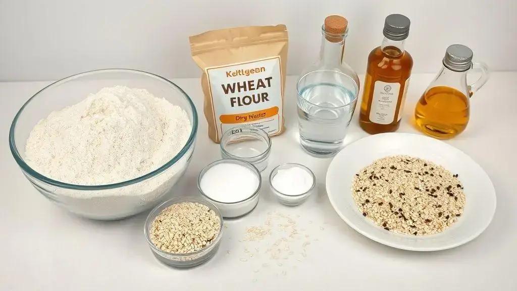 Ingredientes do pão com gergelim