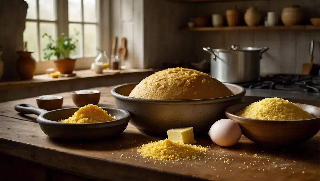 Ingredientes do pão de milho de panela