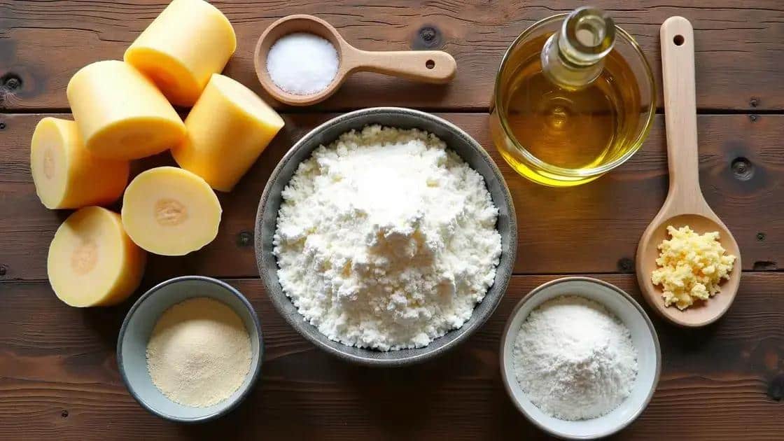 Ingredientes do pão de queijo vegano de inhame