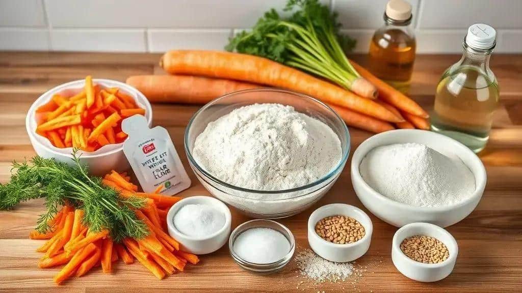 Ingredientes do pãozinho de cenoura salgado