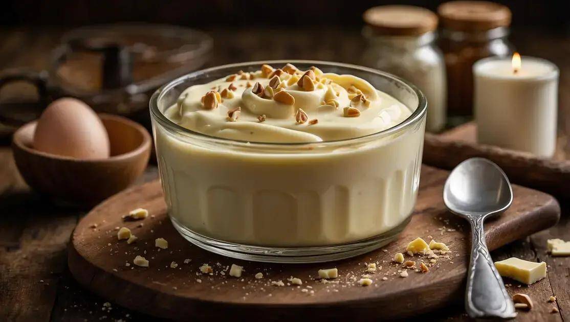 Ingredientes do pudim de chocolate branco de micro-ondas