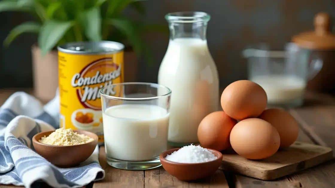 Ingredientes do pudim de leite na pressão