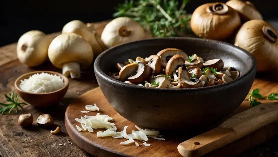 Ingredientes do strogonoff de cogumelos