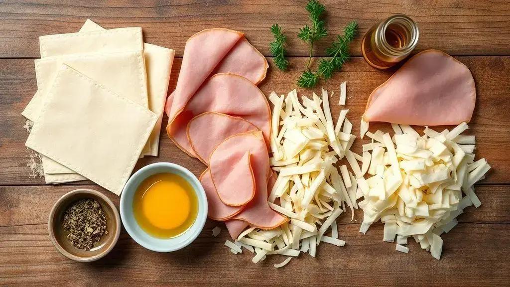 Ingredientes para joelho de presunto e queijo Ingredientes para joelho de presunto e queijo