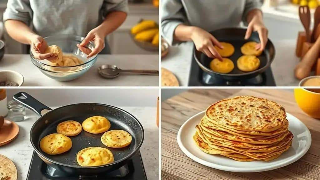 Passo a passo para preparar o pão na frigideira