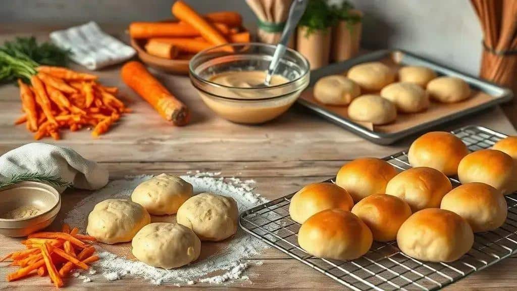 Passo a passo para preparar o pãozinho de cenoura