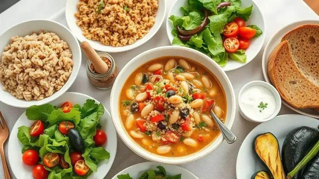 Sugestões de acompanhamentos para combinar com feijão branco com legumes e quinoa