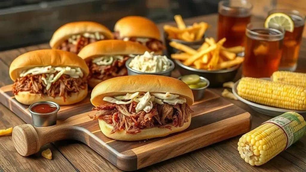 Acompanhamentos e montagem: pães, slaw e sugestões para servir