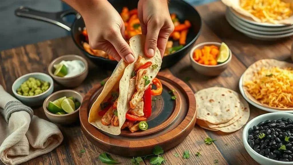 Acompanhamentos e montagem perfeita dos fajitas Acompanhamentos e montagem perfeita dos fajitas