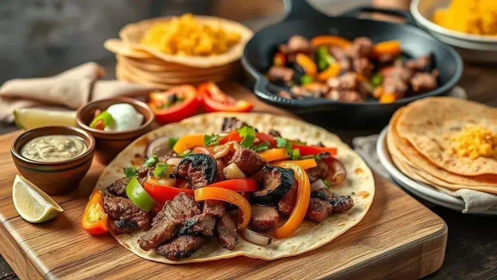 Acompanhamentos, molhos e montagem das fajitas Acompanhamentos, molhos e montagem das fajitas